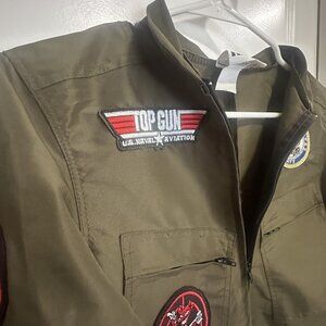 Top Gun Flight Suit Military Costume Jumpsuit Halloween Cosplay Sz S Maverick